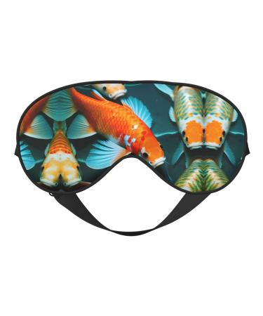 SSIMOO Hd Koi Fish Soft Sleep Eye Mask Female Breathable Eye Patch Perfect for Travel and Relaxation Black
