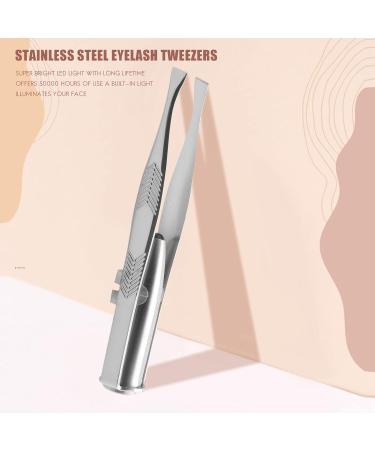 Stainless Steel Eyelashes Eyebrow Tweezer + LED Light - Buy Online on SooperMarket.com