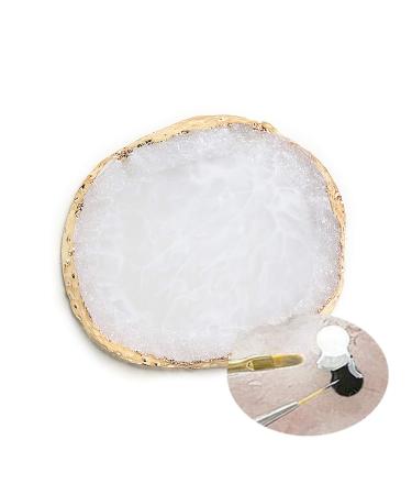 MISUD Resin Nail Art Palette  Nail Polish Drawing Color Dish Golden Edge Resin Stone Paint Drawing Color Dish Manicure Nail DIY Tool (White)