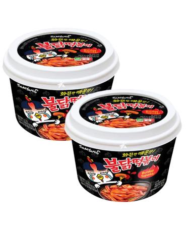 Samyang Buldak Hot Chicken Flavour Topokki Spicy Rice Cake Tteokbokki Bowl 185g (Pack of 2)