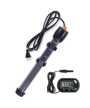 Orlushy Submersible Aquarium Heater,25W/50W/100W/150W/200W/300W /500W Fish Tahk Heater with Adjust Knob Thermostat and Free Thermometer Suitable for Marine Saltwater and Freshwater