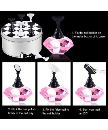 Kalolary Nail Art Holder Stand with 48pcs Clay Magnetic Tips Holders - Pink - Buy Online on SooperMarket.com