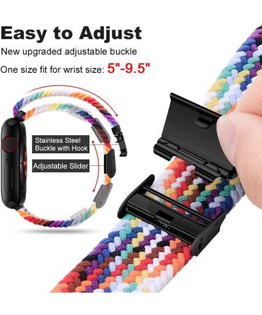 Qimela Elastic Nylon Braided Apple Watch Band - Black Buckle | Adjustable Solo Loop Strap for iWatch Series 1-8 - 42mm/44mm/45mm/49mm - Buy Online on SooperMarket.com