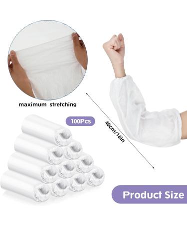 100 Piece Waterproof PE Arm Sleeves Covers - Elastic Cuff, Long Arm Protectors - 16 x 8.7 Inch White - Buy Online on SooperMarket.com