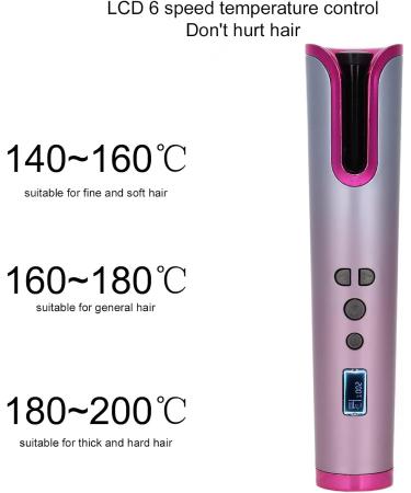Automatic Hair Curler - USB Rechargeable Cordless Curling Iron Wand with 6 Temp Settings - Perfect for Effortless Hair Styling - Buy Online on SooperMarket.com