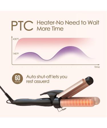 3 Barrel Curling Iron Wand - 1.25 Inch Ceramic Tourmaline Triple Barrel Hair Waver with Adjustable Temperature & LCD Display - Portable Rose Gold Crimper for Effortless Beach Waves - Buy Online on SooperMarket.com