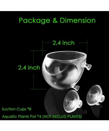 Capetsma Crystal Glass Water Plant Pot for Aquariums - 4 Pack with Suction Cups | Perfect for Red Shrimp & Living Plants | Elegant Aquarium Decoration - Buy Online on SooperMarket.com