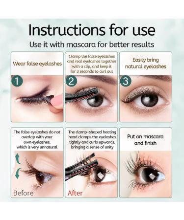 Heated Eyelash Curler 2 in 1 Clip-Type Eyelash Curler with Comb USB Rechargeable Portable Electric Eyelash Curler Easy Install Easy to Use - Buy Online on SooperMarket.com
