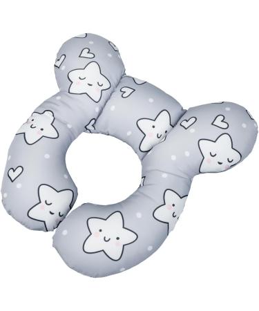 Baby Car Seat Travel Neck Pillow - Infant Head Support Cushion for Stroller & Car Seat - Cute Cartoon Design - Soft U-shaped Protector Pillow - 1pc Fox + 1pc Star - Buy Online on SooperMarket.com