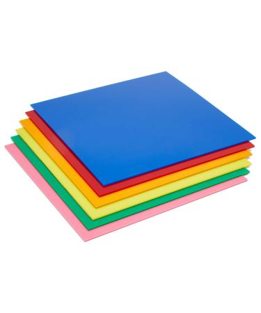 Colored Acrylic Square Blanks for Crafts 1/8 Inch Thick (3mm 12x12 in 6 Colors 6 Pack)