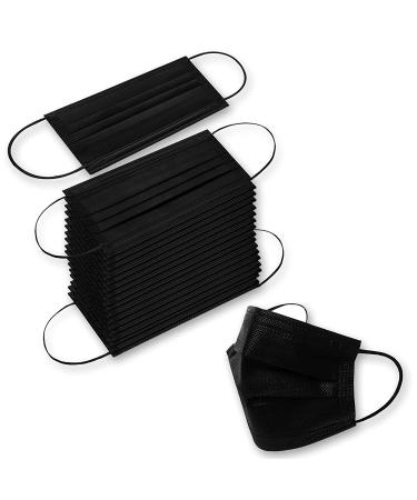 100PCS Black Disposable Face Masks with 3 Layer Protection and Adjustable Ear Loops - Buy Online on SooperMarket.com