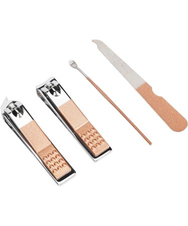 Stainless Steel Nail Clippers Set 4 Set Nail Clippers Beauty Tools Includes Ear Spoons and Nail Files with Pink PU Storage Bags for Grooming Manicure - Buy Online on SooperMarket.com