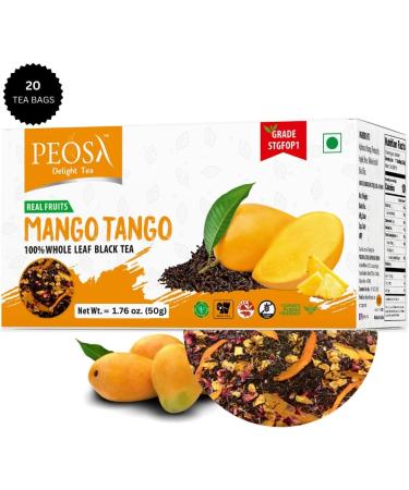 Peosa Delight Tea - Mango Tango 100% Whole Loose Leaf Black Tea Alphonso Mango - Pineapple - Apple Hot & Iced Tea Natural Exotic Fruits Black Tea Leaf Blend 3.52 oz Box 40 cups. - Buy Online on SooperMarket.com