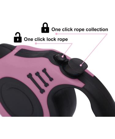 360 Tangle-Free Retractable Dog Lead | Adjustable Harness Leash for Medium Small Pets | Non-Slip Handle | Extendable Nylon | Ideal for Training Walking Jogging | 5M/16FT | 15-20KG | Pink - Buy Online on SooperMarket.com