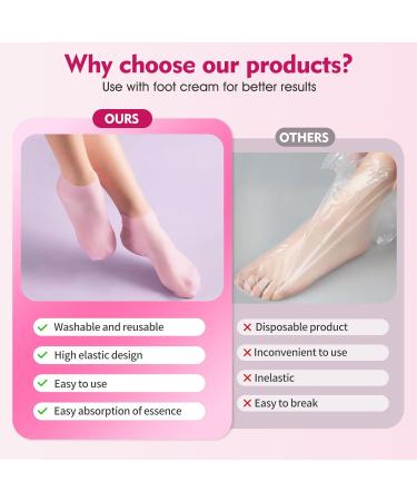 Silicone Socks for Feet - Anti-Slip Moisturizing Foot Mask (4 Pack) + 60g Foot Cream - Soothing Care for Cracked Skin - Skin Color & Pink - Buy Online on SooperMarket.com