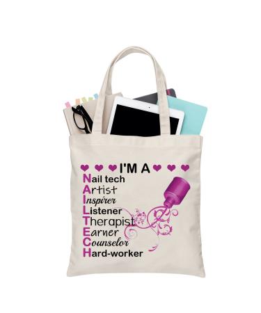 PLITI Nail Artist Gift Nail Tech Tote Bag Nail Technician Gift Nail Tech Appreciation Gift Beautician Gift Nail Stylist Gift Nail Tech Artist Tgu