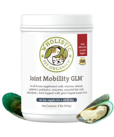 Wholistic Pet Organics Joint Supplement: Joint Mobility with Green Lipped Mussel Daily Joint Health Supplements for Dogs - Dog Glucosamine Powder with MSM, Probiotics, Vitamins, Minerals 2 lb