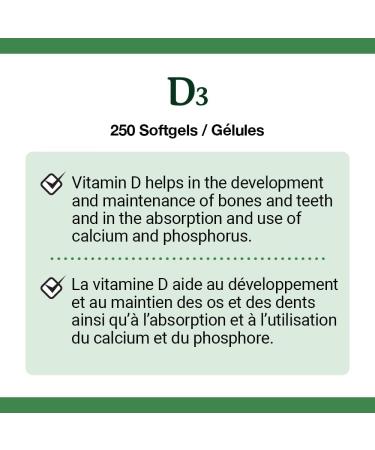 Nature's Bounty Vitamin D3 1000IU Supplement Helps Maintain Immune Function Bones and Teeth 250 Softgels - Buy Online on SooperMarket.com