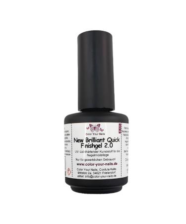 New Brilliant Quick Finishgel 2.0.Medium viscos.Gloss gel without sweat layer Top Gel Top Coat Pigment gel Absolute high gloss that lasts for a long time.Made in Germany (15ml) 15 ml (1 Pack)