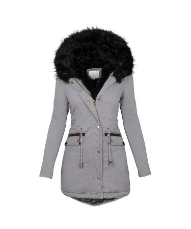 Ronony women's coat for transition long winter Elegant Outdoor Sporty Winter Parka Parka coat women's jacket fleece jacket quilted jacket quilted jacket transition jacket Winter jacket xxl 1#gray