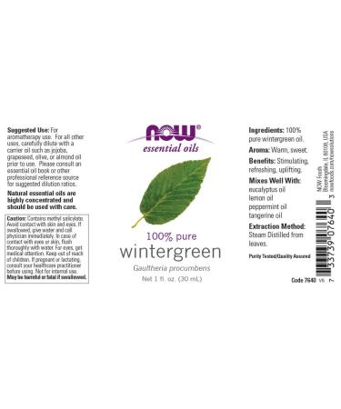NOW Wintergreen Oil 1-Ounce (Pack of 2) - Pure Essential Oil Blend for Pain Relief - Buy Online on SooperMarket.com