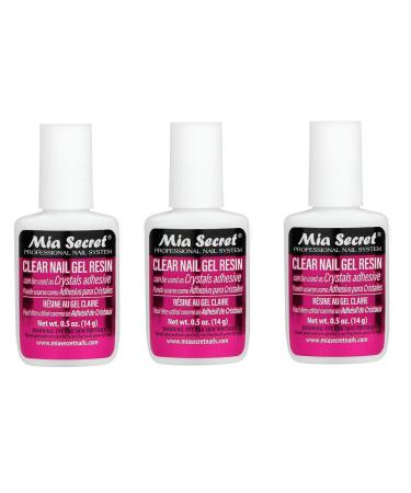 Mia Secret 3 pack ( oz.) Brush On Clear Nail Gel Resin - Glues crystals