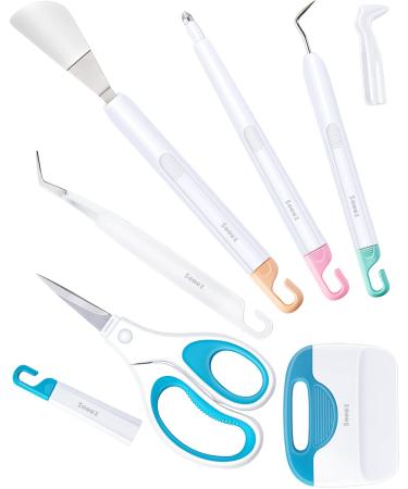 Sooez Weeding Tools for Vinyl  6PCS Basic Tools Set  Precision Craft Vinyl Tool Kit  Scoring Stylus/Weeder/Scraper/Spatula/Tweezers/Scissors for Vinyl  Paper & Iron-on Projects - Colored