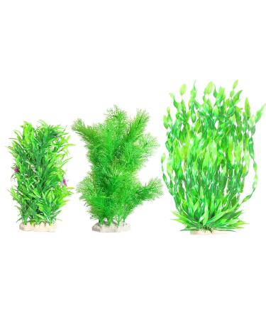 Ctpeng 3 pieces 24-32 cm aquarium plants plastic aquarium decoration XL plastic plants decoration for aquarium (green) 24-32 cm