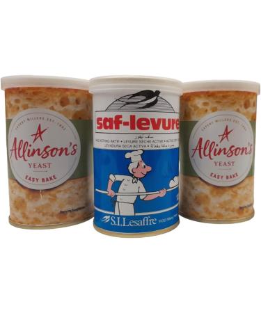 Allinson Easy Bake Yeast Tin 2X100G + Free SAF Active Yeast 125g | Fast Action | Makes 14 Loaves | Vegetarian & Vegan Friendly - Buy Online on SooperMarket.com