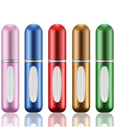 Leikedun 5 PCS Perfume Atomiser Bottles 5ml Mini Refillable Spray Portable Liquid Bottle with Visual Window Empty Travel Bottle for Purse Handbag Pocket Luggage