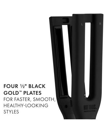 Hot Tools Pro Artist Black Gold Dual Plate Hair Straightener | Faster Styling Reduced Damage | International Shipping Available - Buy Online on SooperMarket.com