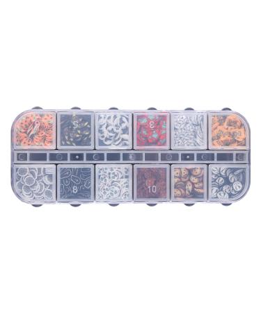 12 Grids Halloween Soft Pottery Pieces 3D Nail Stickers Nail Decals Nail Sequins For Nail Decoration Crafting