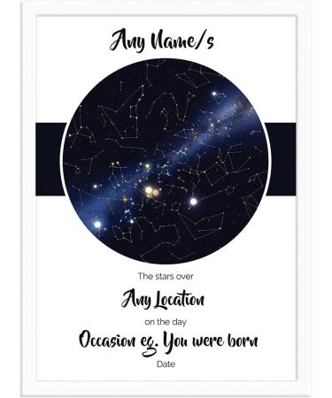 Personalized Sky/Star Map Print: Unique Gift for Birth, Christening, Mother's Day, Father's Day - Custom Night Sky Poster for Any Location - Picture/Print Only - Buy Online on SooperMarket.com