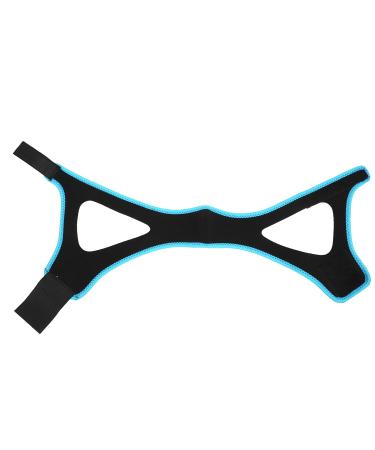 Adjustable Anti-Snoring Chin Strap with Breathable Design - Black with Sky Blue Trim - Stop Snoring and Improve Sleep Quality