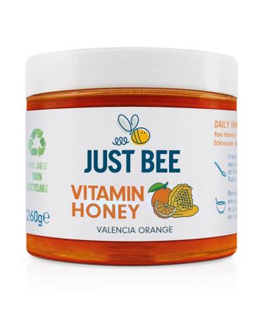 Just Bee Orange Vitamin Honey Orange Flavoured Honey with Vitamins for Daily Immune Support including Vitamin D C B6 B12 Echinacea (260g jar)