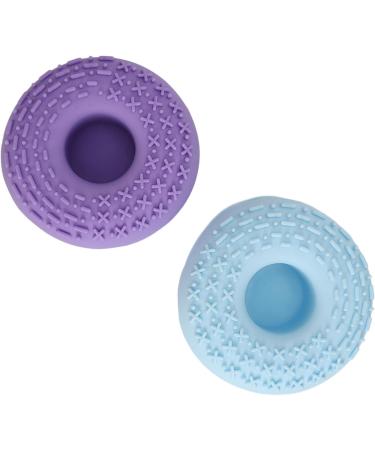 BORDSTRACT 2PCS Makeup Brush Cleaning Folding Bowl Beauty Tool Cleaning Washing Bowl Cute Shaped Soft Silicone Cosmetic Brushes Washing Tool Blue Purple - Buy Online on SooperMarket.com