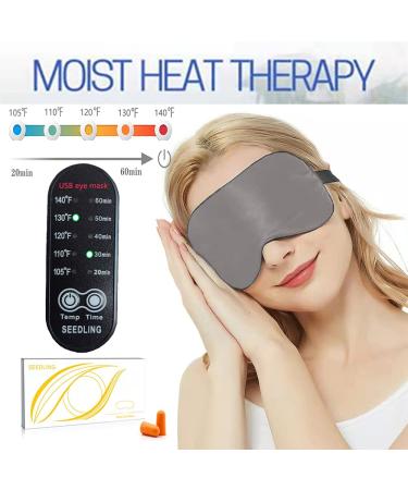Heated Eye Mask for Dry Eyes | Plant Extract Warm Compress for Eye Care | Stye Therapy & Silk Sleeping Mask - Grey - Buy Online on SooperMarket.com
