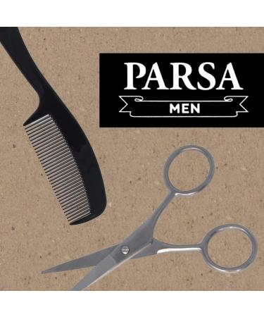 PARSA Men Beard Care Set - 2-Piece Scissors & Comb for Full Beards & Mustaches - Ideal Gift for Him - Buy Online on SooperMarket.com