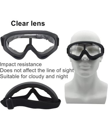 LJDJ Motorcycle Goggles Set of 2 - Anti-UV Dirt Bike ATV Motocross Protective Glasses for Men Women Kids - Adjustable Offroad Tactical Combat Goggles in Black with Clear Lens - Buy Online on SooperMarket.com