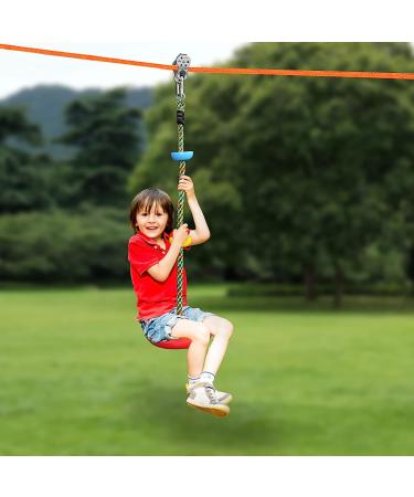 Hooroor Slackline Pulley with 52FT Zipline & Monkey Bar - Ninja Warrior Obstacle Course for Kids & Adults - Outdoor Toys Playset for Backyard Jungle Gym - Buy Online on SooperMarket.com