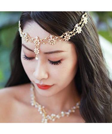 Fashband Boho Flower Head Chain | Gold Pearl Headband & Hair Accessories for Women | Unique Bohemian Style - Buy Online on SooperMarket.com