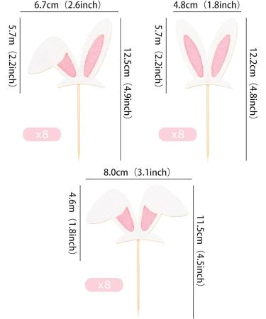 Rsstarxi 24 Pack Easter Bunny Ear Cupcake Toppers Glitter Rabbit Ears Cupcake Picks for Bunny Happy Easter Baby Shower Spring Easter Birthday Party Cake Decorations Design 10 - Buy Online on SooperMarket.com