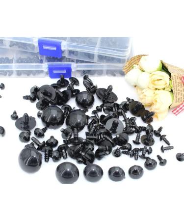 154pcs Black Solid Plastic Safety Eyes with Washers for DIY Crafts - Teddy Bear Dolls, Plush Animals, Puppets - 1Box - 12 Sizes - Buy Online on SooperMarket.com