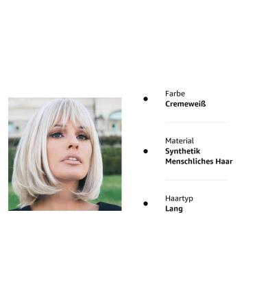 HAIRCUBE Creamy White Short Bob Wig with Bangs - 12 Inch Heat Resistant Synthetic Wig for Women - Buy Online on SooperMarket.com