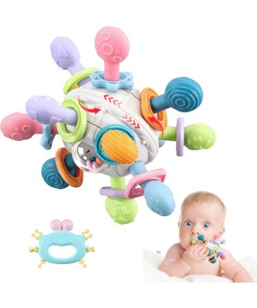 Greifball Baby toys sensory bite ring toys silicone bite ring motor skills Montessori early education toys baby bass baby toys for babies from 3-18 months.