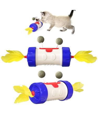 XIAOGO Cats Feather Toy Cat Interactive Toys Can Move Kitty Ball Kitten Catnip Balls Pet Supplies for Indoor Birthday Gift