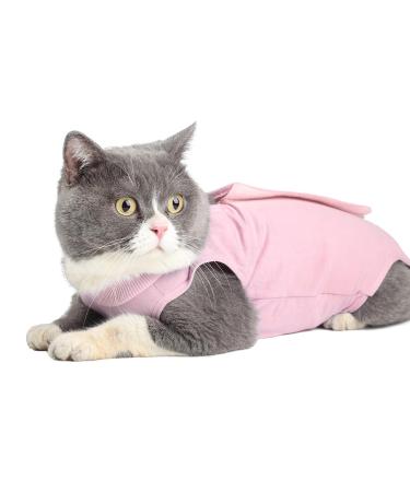 EASY JOY Cat Surgery Recovery Suit for Abdominal Wounds or Skin Diseases Cat Medical Surgical Clothes Onesies After Surgery E-Collar Alternative Kitten Post-Operative Recovery Vest Shirt (M Pink) M Pink1