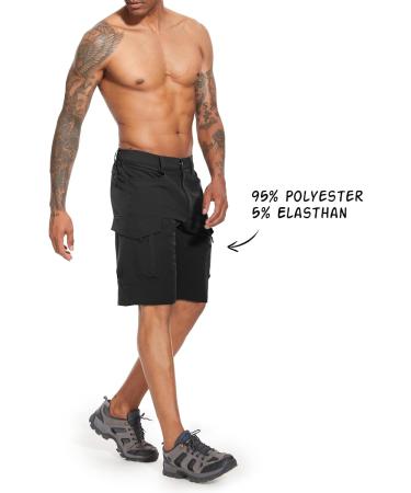 Shop Waspornow Men's Cargo Shorts - 7 Pocket Bermuda Hiking Pants & Chinos | Summer MTB & Work Shorts in Black - Buy Online on SooperMarket.com