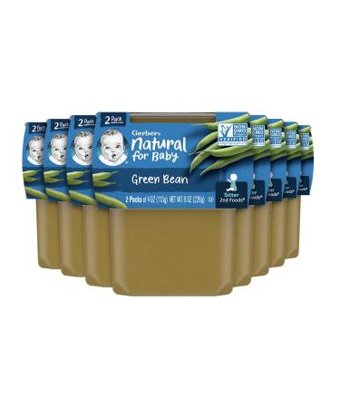 Gerber 2nd Food Baby Food Green Bean Puree, Natural & Non-GMO, 8 Ounce, 2 Count (Pack of 8)