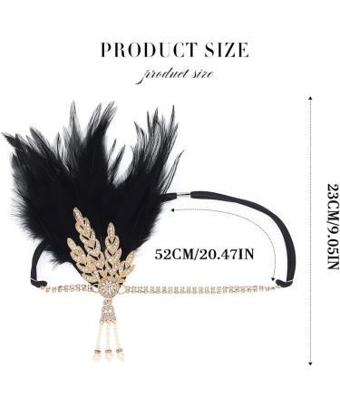 Handcess 1920s Flapper Feather Headband Black Feather Crystal Headband Women's Vintage Pearl Flapper Headpiece 20's Theme Cocktail Hair Accessories for Costume Prom Carnival Party - Buy Online on SooperMarket.com